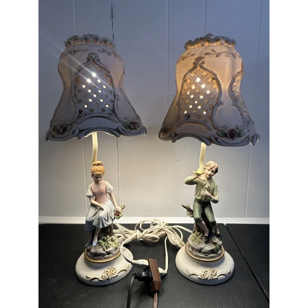 Lennile Ardelt‎ Boy and Girl Porcelain Lamps Pair